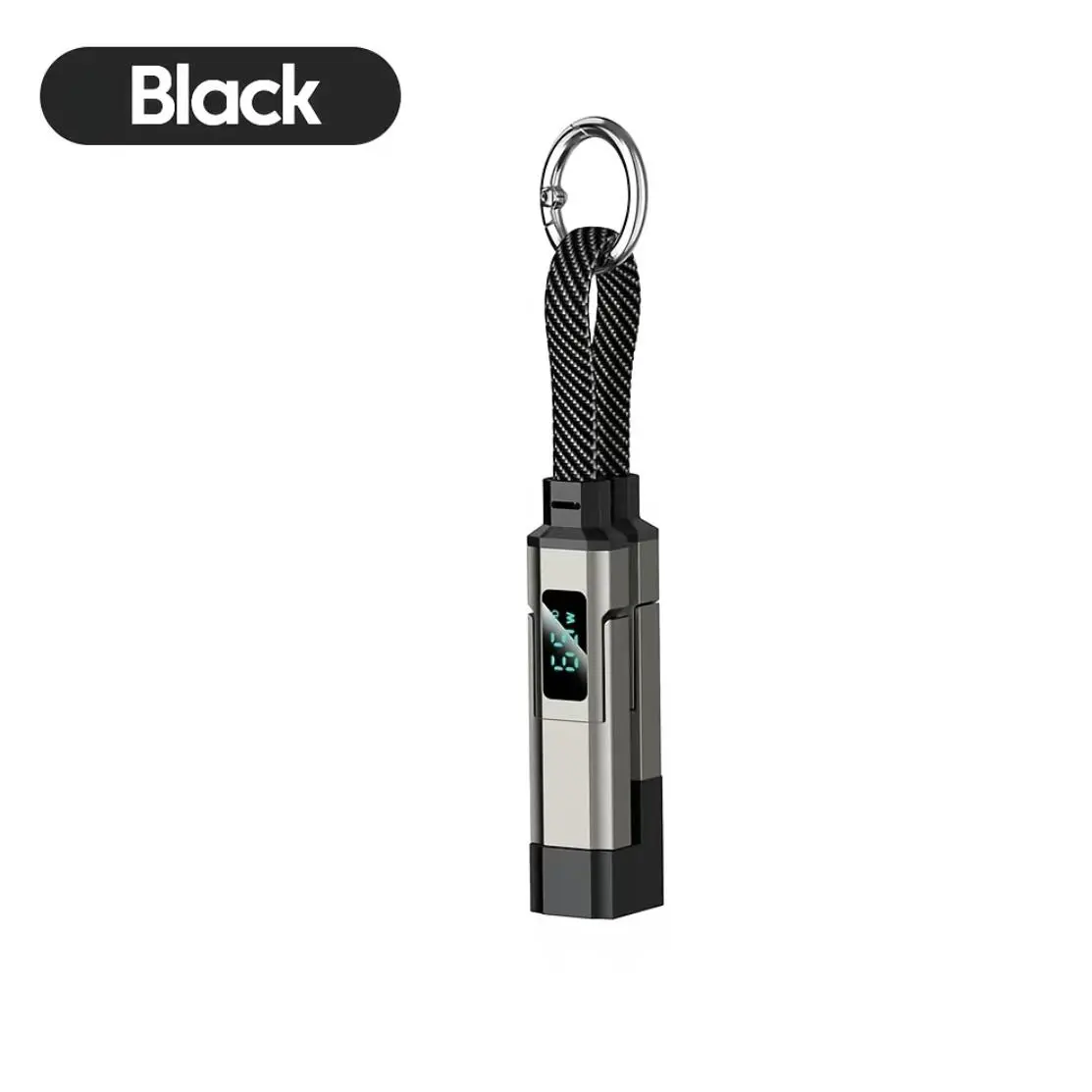 65W 4-in-1 Black Magnetic Charging Keychain Data Cable - Short Length UK Plug All-in-1 Multi-Device Charger, No Battery Needed, Digital Screen Compatible Travel Gadget