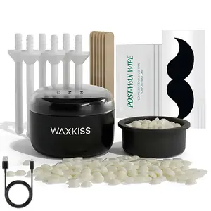 Depilatory, Wax Warmer Machine, Mini USB Heated Wax Pot + Depilatory Wax Beans + Wooden Stick + Cleaning Wet Wipes, Smart Temperature Control