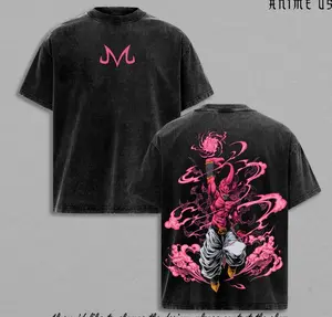 Majin Buu Vintage Washed Anime T-Shirt | Kid Buu Pink Energy Graphic Tee | Oversized Streetwear Retro Shirt | Heavy Cotton Gift for DBZ & Anime Fans XI6