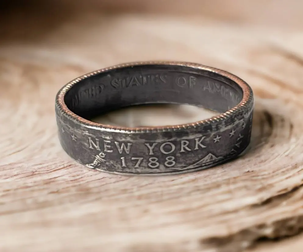 2001 New York quarter coin ring size 10.5