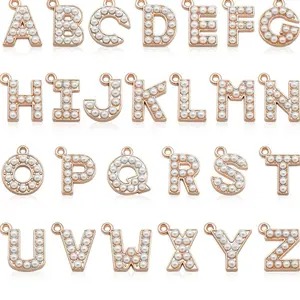 Initial Charms with simulate Pearl Initial Charms with simulate Pearl