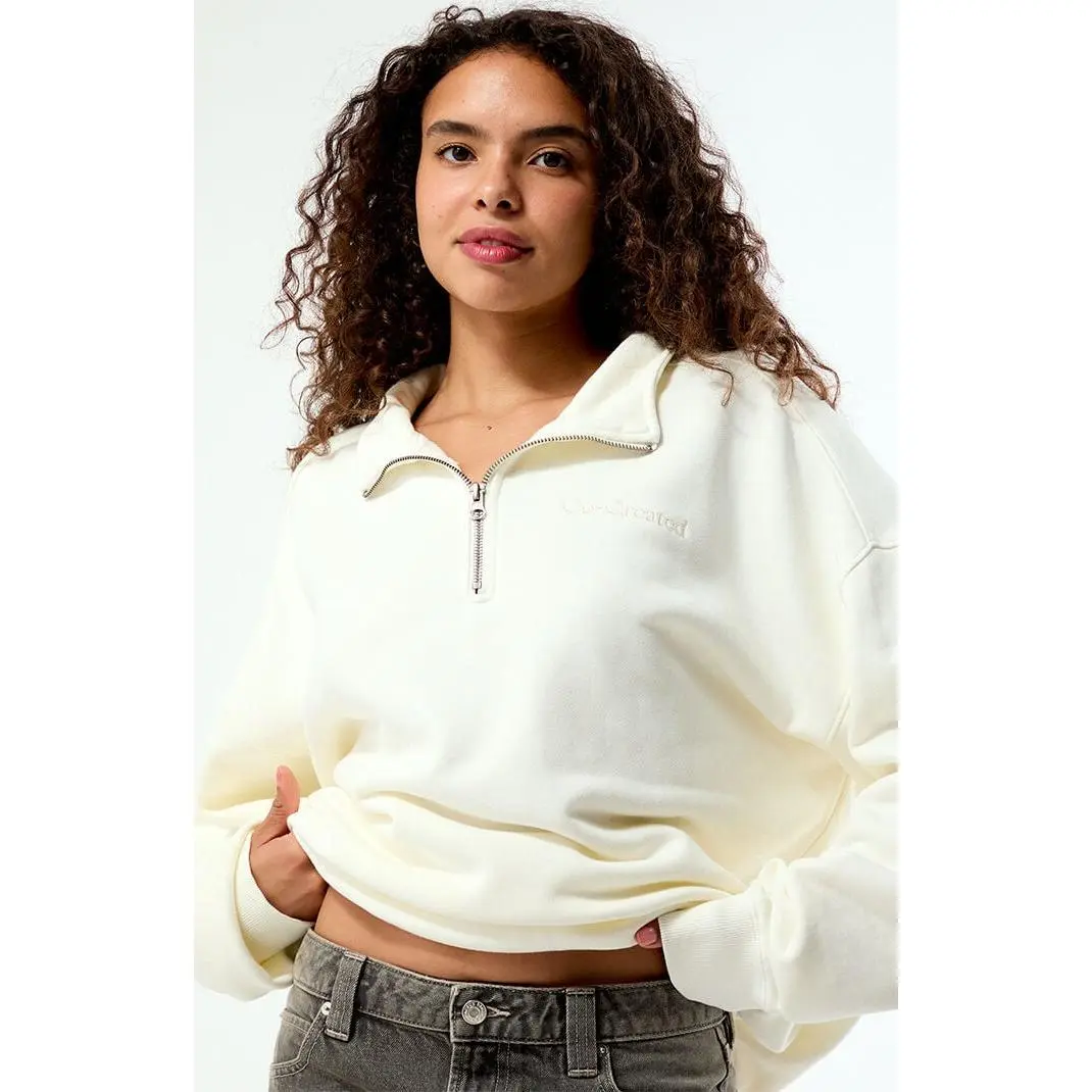 Pacsun Women's Co-Created Embroidered Quarter-Zip Sweatshirt