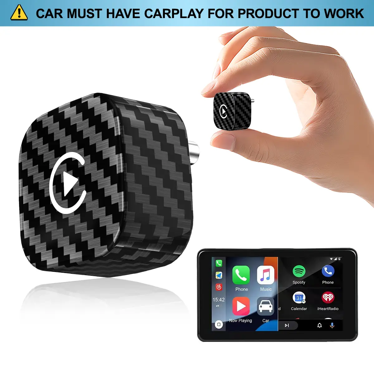 The Yurnlv X 2026 new mini wireless CarPlay adapter is a 2-in-1 device for iPhone/Android, supporting both Apple CarPlay and Android Auto. It converts wired connections to wireless, stable, and includes a hands-free kit (carbon fiber).