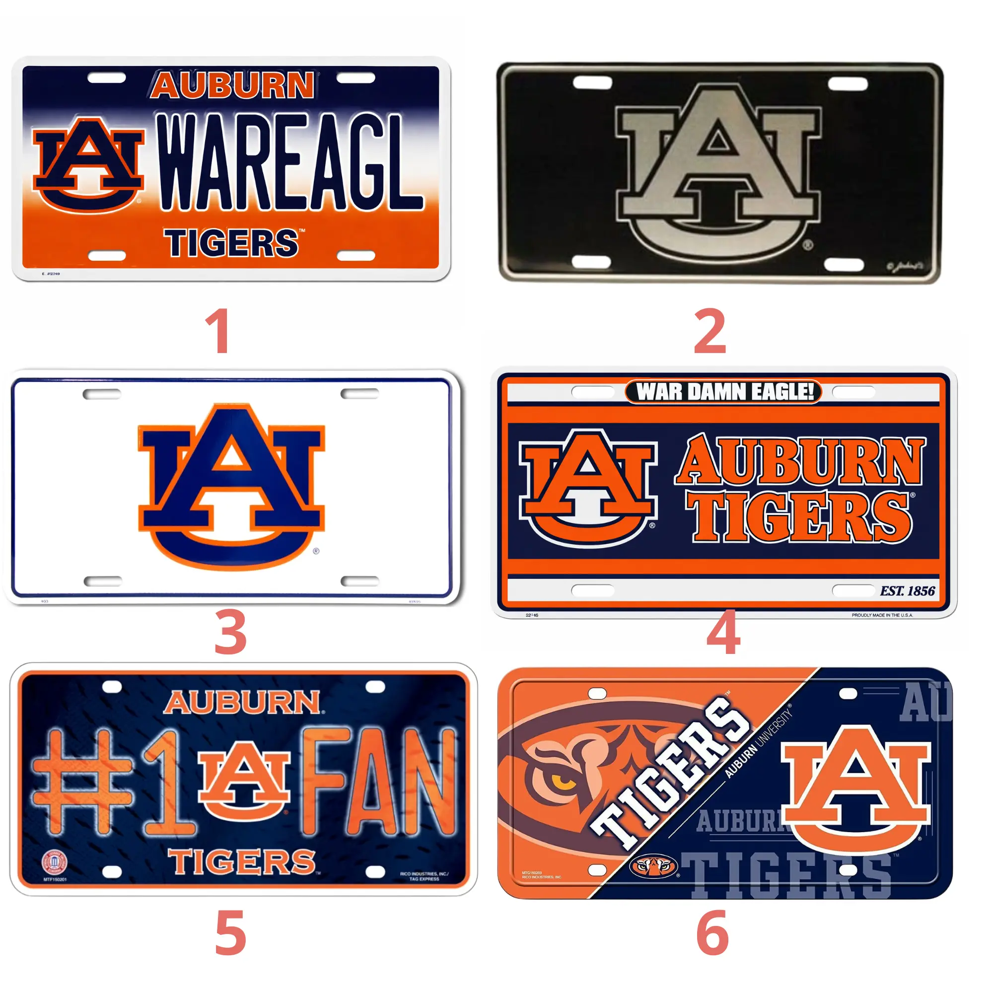 AUBURN UNIVERSITY Plate 2D Pride Embossed Elite Car Truck Tag License Plate, Car Accessory, License Plate, Vehicle Decor