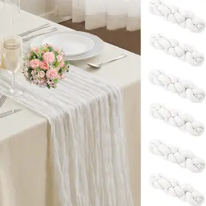 Bohemian Sheer Table Runner, Milk Cloth Desktop Decoration, Romantic Wedding Party Centerpiece, Country Style Decor