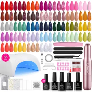 Beetles Gel Nail Polish Kit with UV Light -55 Pcs Gel Nail Kit Four Seasons Glow 32 Colors Set with Electric Cordless Nail Drill Base Matte & Glossy Top Coat Soak Off Home Salon DIY Manicure Christmas Gifts for Women Girls Cutics