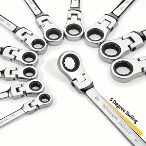 16mm Chrome Vanadium Steel Ratchet Wrench, 72-Tooth Gear, 180-Degree Swivel Head, Car Repair Tool, Mechanic Workshops, Home Use