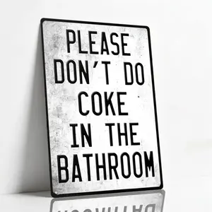 Man Cave & University Dormitory Decor, Interesting Metal Toilet Bathroom Sign, Non Cola Logo Wall Decoration, 8 X 12 Inches