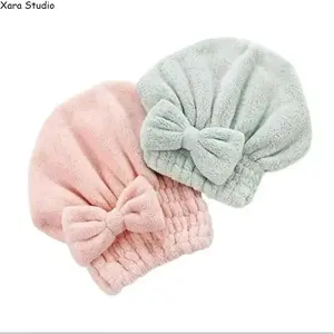 Women's 2-Pack Microfiber Hair Towel Wrap, Cute Bow Knot Quick-Dry Hair Turban, Ultra-Absorbent Soft Anti-Frizz for After Shower, Spa, Self Care Products