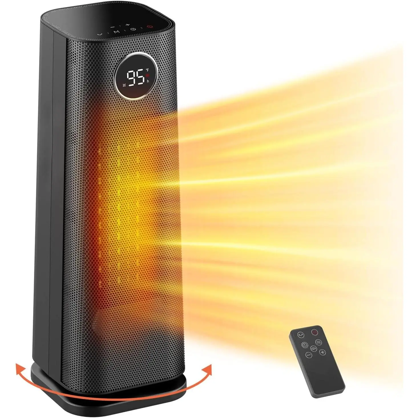 16 In 1500W Power Synthetic Ceramic Office Desk Heater - Fast Heat, 24-Hour Programmable Timer, LED Display, Quiet Operation, Safe Design, Adjustable Heating Temperature, 40*10cm, Energy Efficient, for Bedroom/Home, Scheduled Shutdown