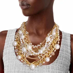 Chunky Chain Pearl Layered Necklace Chunky Chain Pearl Layered Necklace
