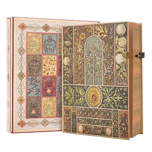 Retro 3D Plant Sound Hardcover Journal, Dual Line Pattern Inner Pages with Envelope Pocket for Travel Diary Wedding Notebook Gift