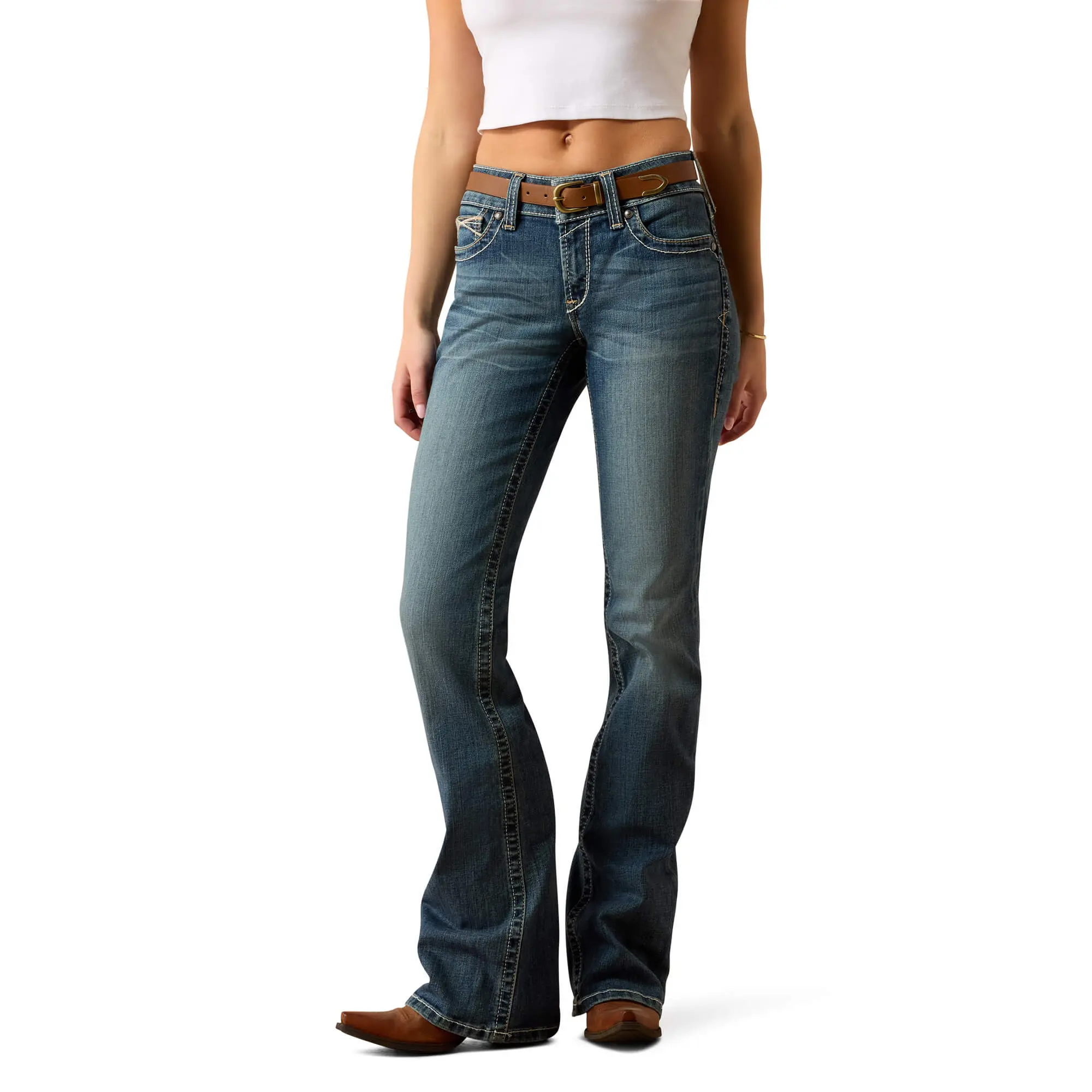 Women's R.E.A.L. Mid Rise Whipstitch Boot Cut Jeans