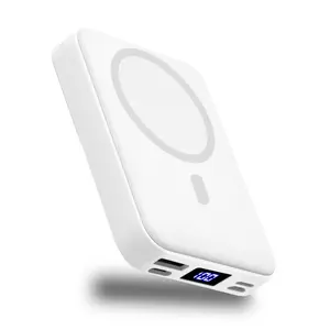 10000mAh Magnetic Portable Charger, 22.5W PD Fast Charging Mobile Accessory with Built-in USB-C & Lightning Cables, LED Display, Foldable Compact Silicone Black Wireless Charger for iPhone 17/16/15/14/13/12 Pro/Pro Max Series