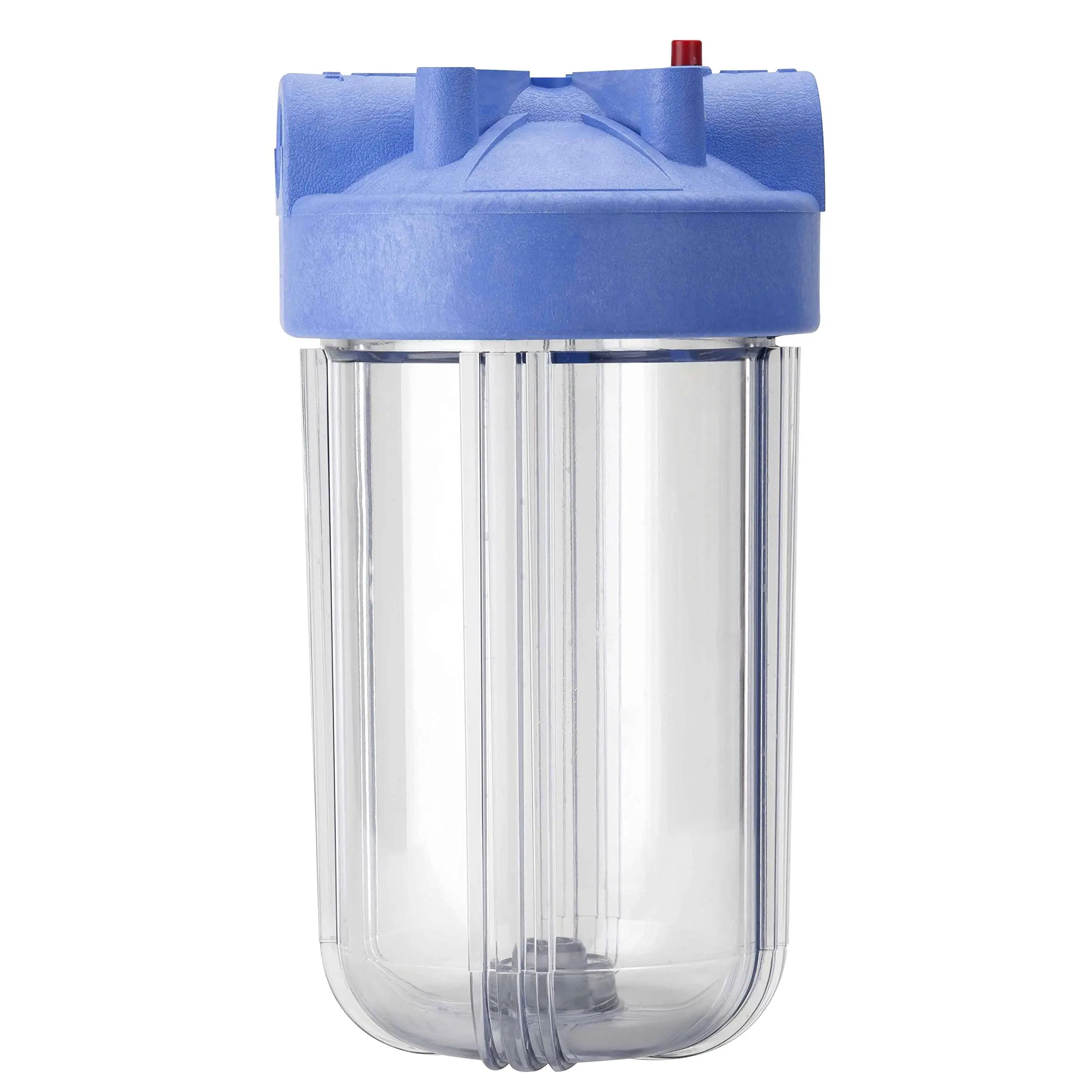 Pentair Pentek 166219 Big Clear Filter Housing, 1" NPT #10 Whole House Heavy Duty Water Filter Housing with Pressure Relief Button, 10-Inch, Blue/Clear