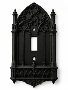 Gothic Style Light Switch Cover Cathedral Wall Decor Easy Install Fits Standard Switch Plates Dark Academia Home Decor Matte Black PLA 3D Printed