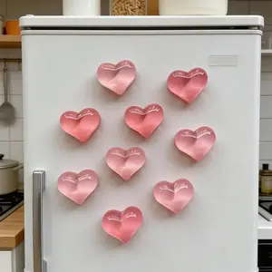 10pcs Mixed Color (pink + dark pink) Heart-shaped Refrigerator Magnets, Cute Cartoon Heart-shaped Refrigerator Magnets, Suitable For Home Decoration Accessories, DIY Craft Decoration, Refrigerator Decorations, Resin Heart Accessories, Funny Little Gifts