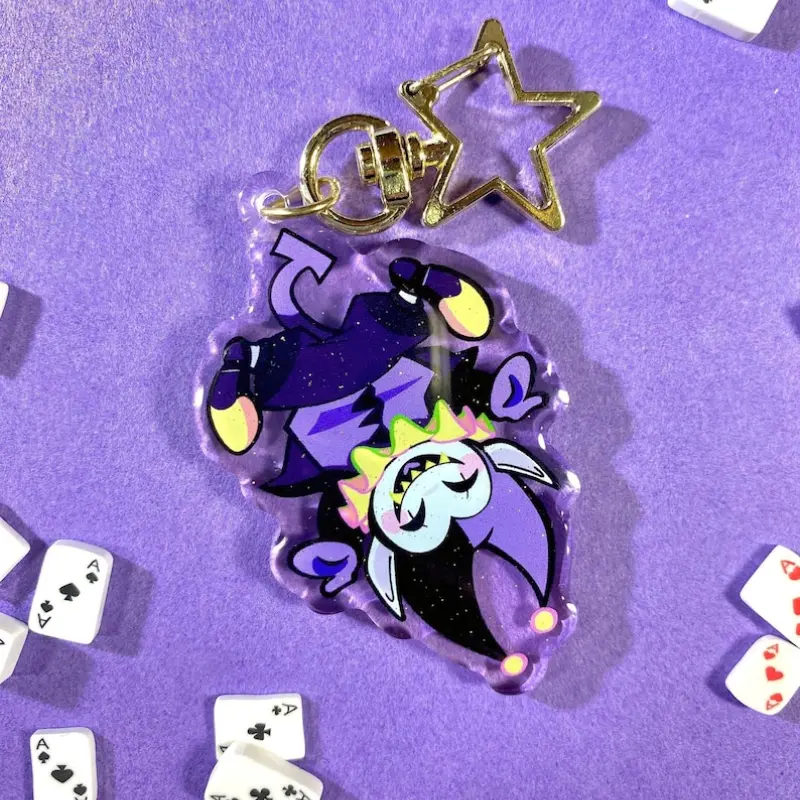 Jevil Deltarune Glitter Keychain - Acrylic Epoxy keychain