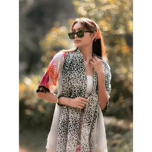 Cheetah Pattern Silk Pashmina Shawl