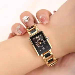 Women’s 3-Piece Set – New, Versatile, Multicolor Combination Alloy Hollow-Strap Square Watch