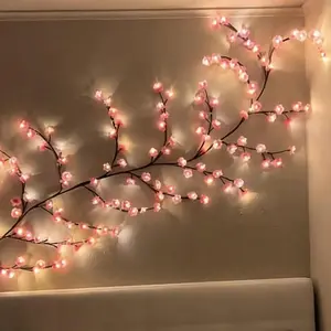 USB Powered Led Lighted Cherry Blossom Tree Shaped Light, 8 Modes Artificial Flower Wreath Light, Night Light, Indoor Decorative Light for Garden Party, Wedding, Home Bedroom, Adjustable Led Lights