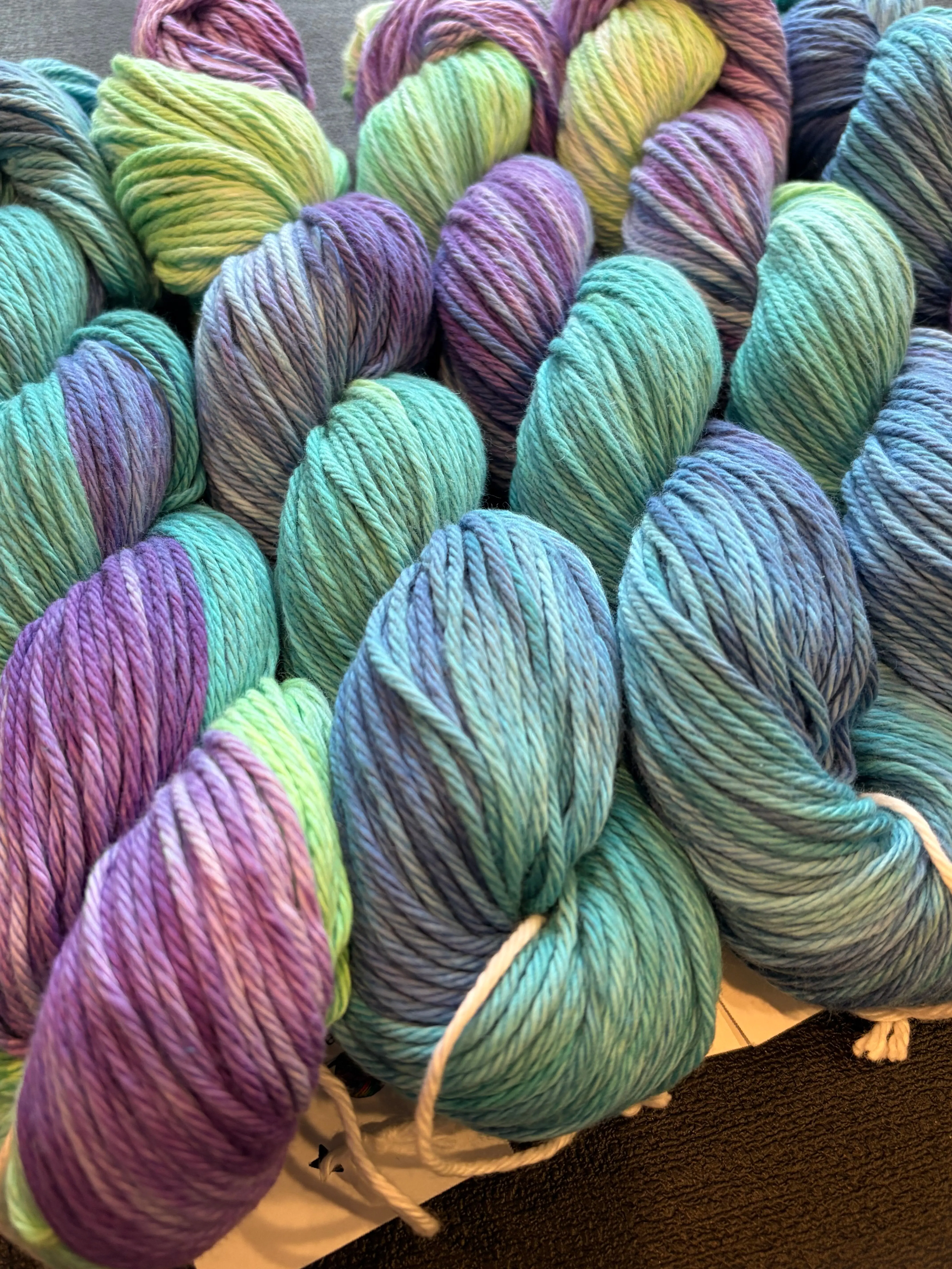 nebula | Hand Dyed Cotton Yarn | Purple Lavender Aqua Turquoise Galaxy | Indie Dyed Crochet Yarn | 100g/160yds