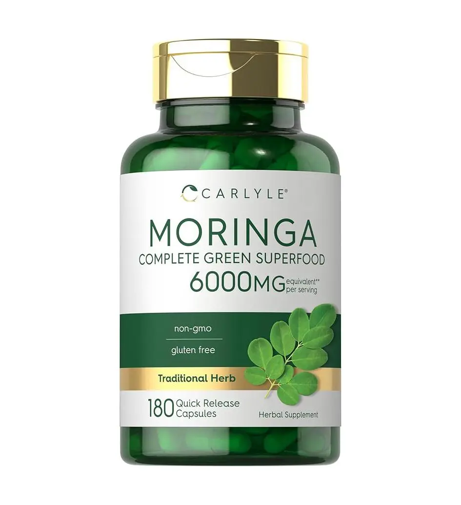 Carlyle Moringa Oleifera Supplement | 180 Capsules | Complete Green Superfood for Women and Men | Non-GMO and Gluten Free | from Moringa Leaf Powder