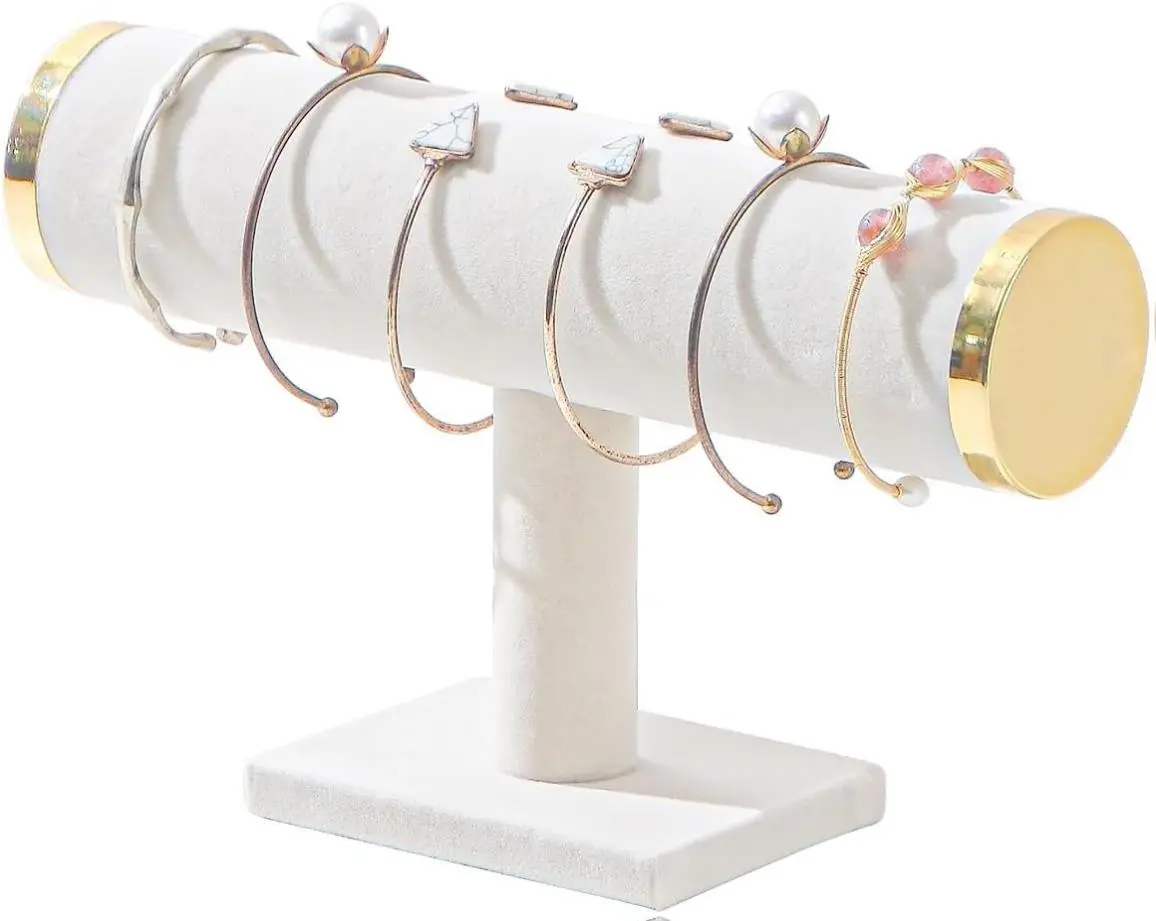Bracelet Holder,T-bar Jewelry Organizer Display Stand for Girls (Beige) Flannel Gift Cover