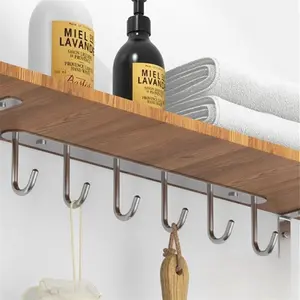 Stainless Steel over Cabinet Base Hook, Wall Mounted Organizer, Kitchen Hanging Shelf Bottom Hanger, Cup Spoon Rack Holder, Durable and Space-Saving Design