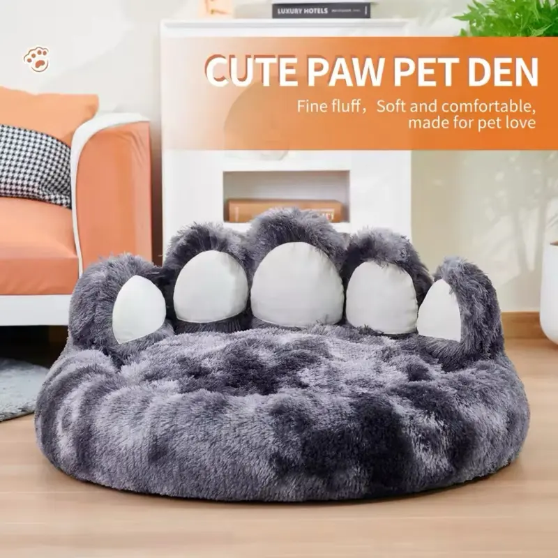 Cute Paw Pet Den - Soft and Comfortable Fine Fluff Dog Couch for All Sizes Made for Pet Love