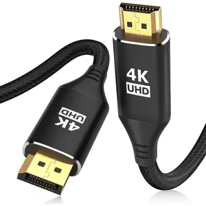 DisplayPort to HDMI 4K Cable 20FT, [Aluminum Shell, Nylon Braided] High Speed (1440P 60Hz, 1080P 120Hz) Uni-Directional DP to HDMI Cord Compatible for Dell, HP, Insignia, Samsung