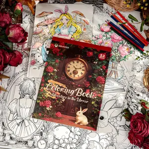 Wonderland Series Coloring Book, 30 Pages/book Adventure in the Mirror Stress Relief Coloring Book, Kill Time Graffiti Painting Drawing Book, Birthday Holiday Gift