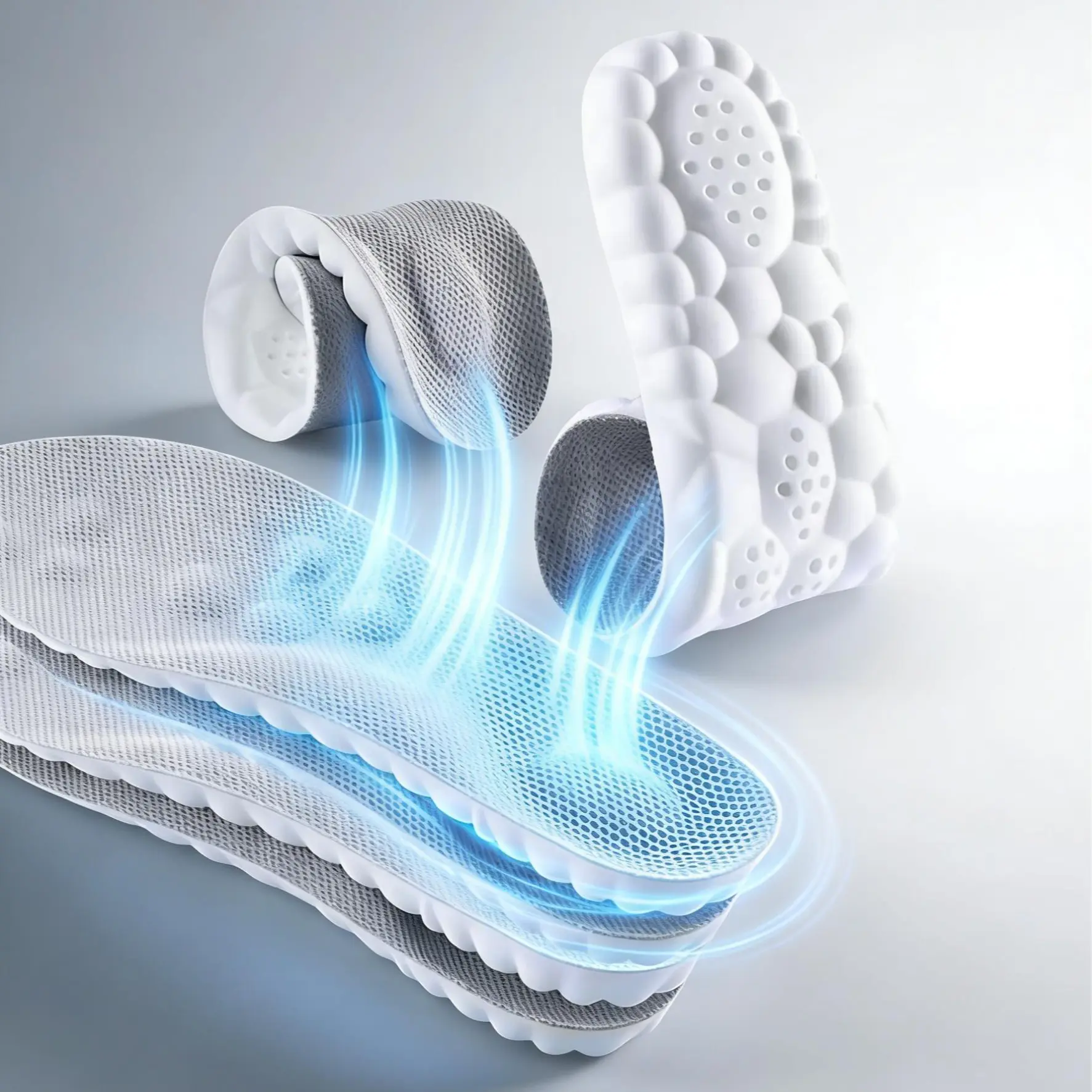 Multi-Purpose Comfort Insoles for Running, Walking, and Standing - Featuring a U-Shaped Arch Cradle and Responsive Cloud Cushioning for Superior Energy Return and Foot Alignment.