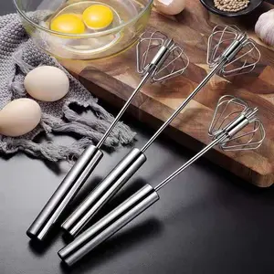 13 Inch Stainless Steel Hand Whisk - Durable Easy to Use Push-Down Zip Whisker - Rotary Hand Mixer for Beating Eggs Frothing Milk Blending Mixing Whipping Smoothies Shakes Kitchen Tools