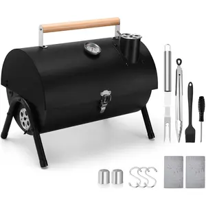 Portable Charcoal Grill Set of 12,  Tabletop Charcoal Grills, Compact Small BBQ Grill with Griddle Accessories for Outdoor Camping, Patio, Backyard, Beach, RV Traveling
