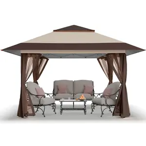 CROWN SHADES 13x13 Pop Up Gazebo, Canopy Tent, Gazebos on Clearance - Outdoor Gazebo for Backyard & Patio Furniture - Carpa Pop Up Tent with Wheeled STO-N-Go Cover Bag,Portable Sunshade Shelter