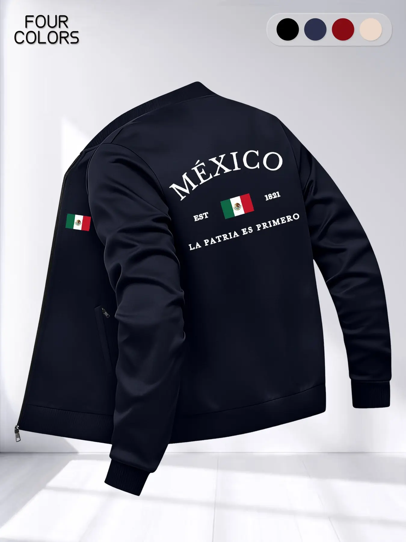 Men's Jacket with Mexican Print, Comfortable Loose-Fit Design, Long Sleeve Multi-Functional Outerwear for Daily Wear and Travel, Daily Wear Jackets, Casual Coats