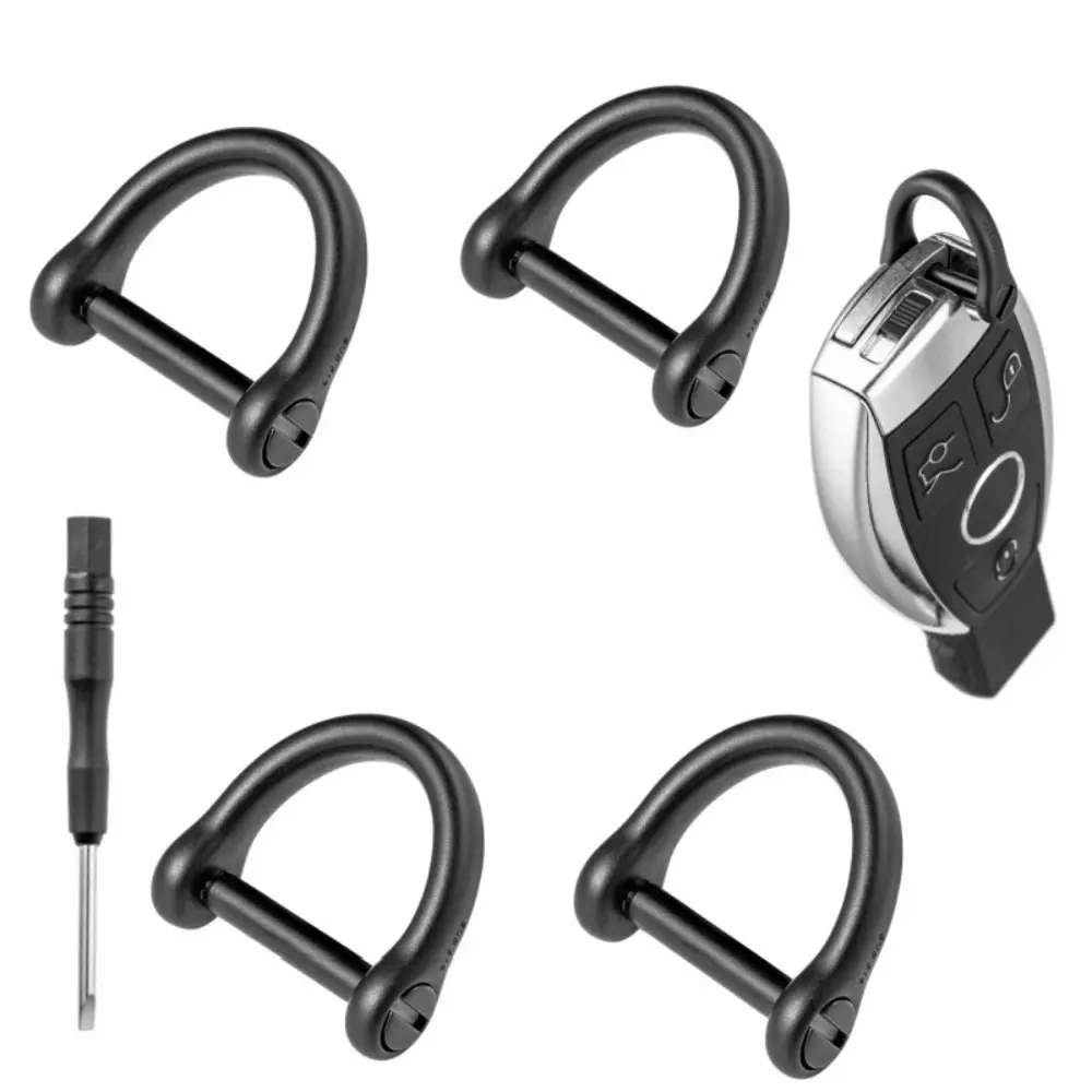[Stainless Steel D-Ring Buckle] 4pcs 0.5in Corrosion-Resistant Metal D-Ring Buckles, Horseshoe-Shaped DIY Craft Hardware Accessories with 1pc Screwdriver, Secure Hold for Car Keys, Wallets (Sports & Outdoor Cycling Gear), Four Pieces