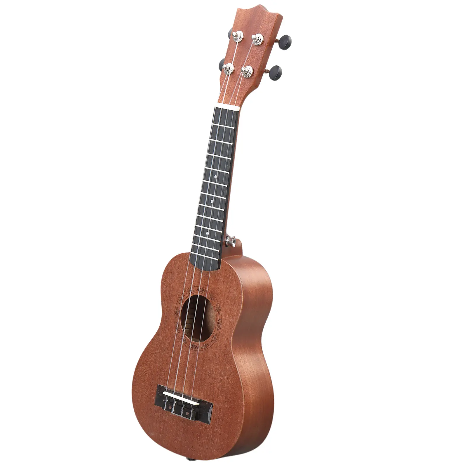 Beginner 21-Inch Mahogany Ukulele with Rosewood Fingerboard - Kids' Kit Including Cotton Bag, Capo, Strap, 2 Picks, Tuner, Strings, Dust Cloth (Pink, Matte Black, Purple, Brown, Natural Wood Color)