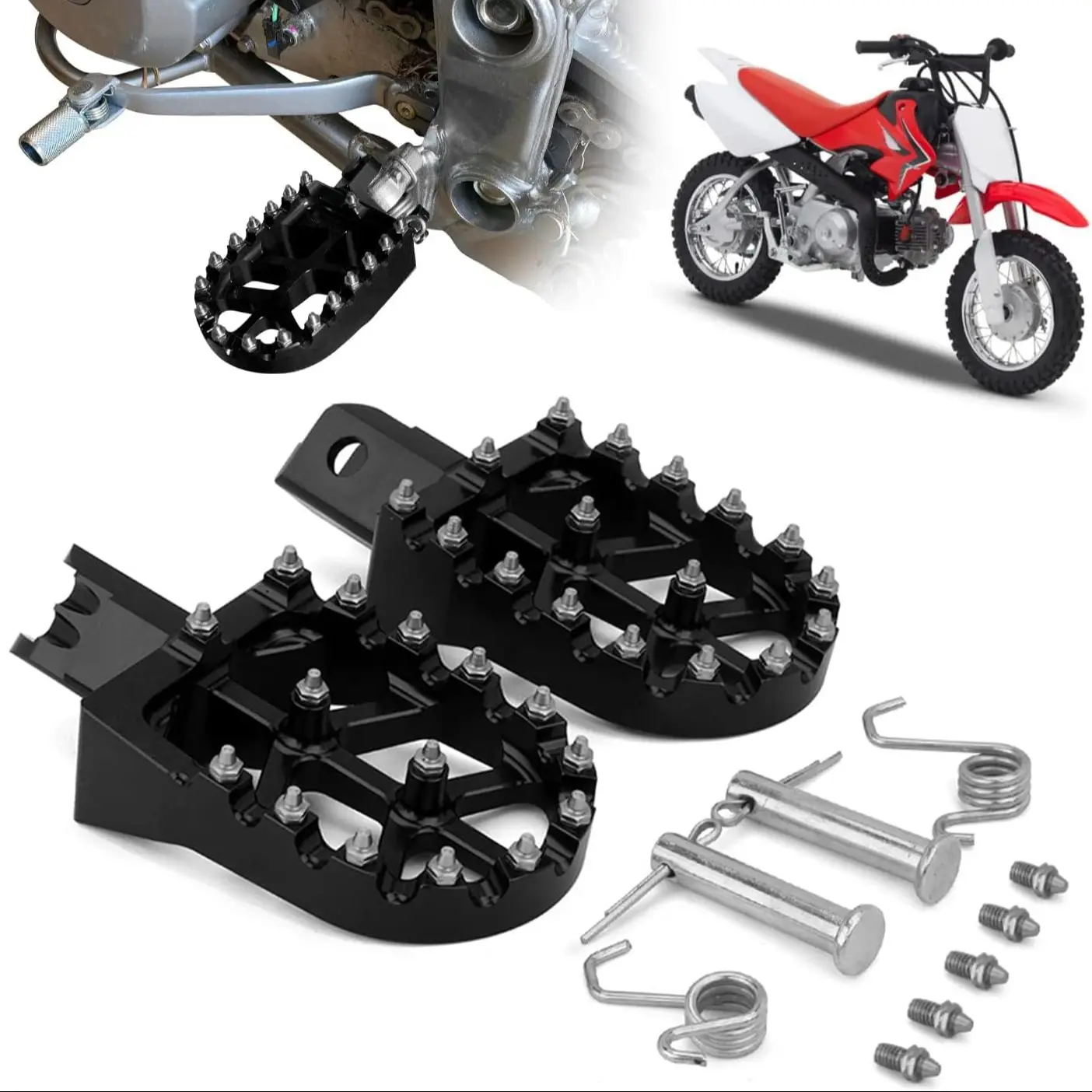 Dirt Bike Footpegs Foot Pedals Rests CNC for CRF XR CR 50-125cc TW200 PW50 PW80 CT200U Mini Bike SSR Apollo RFZ TaoTao Lifan Kayo Coolster Pit Bike Footrest Motorcycle Motorcycle Parts