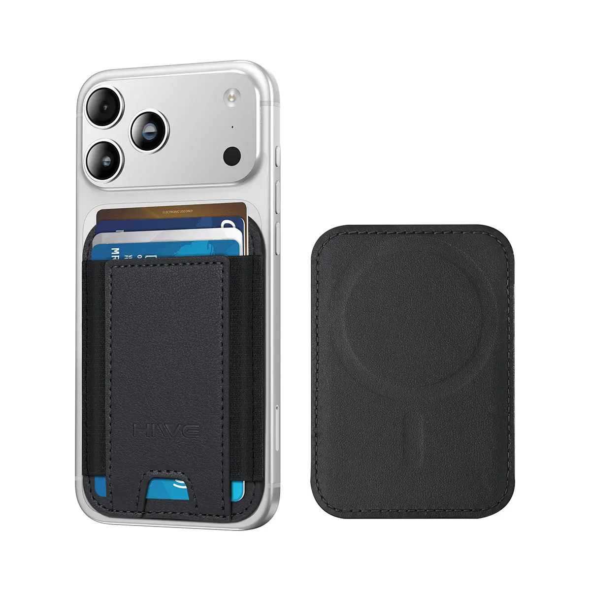 HiWe Slim MagSafe Wallet for iPhone 16/15/14/13/12 Series - Strong Magnetic Force, RFID Blocking, 7-Card Holder, Minimalist Black Leather, MagSafe Compatible