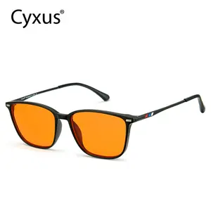Cyxus Unisex Rectangular Non-Prescription Glasses - Single Item, Full-Rim TR90 Frame, TR Lens, Blue Light Blocking, Anti-Eyestrain, UV400 Protection, Durable Eyewear for Computer Gaming- 8208