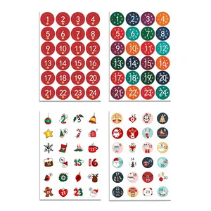 96Pcs Christmas Advent Calendar Stickers Pack, Waterproof Numbered 1-24 & Holiday Christmas Vinyl Decals for Gift Box, Journal & Scrapbook, Christmas Lover Gift
