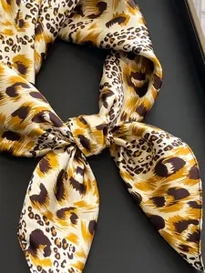 Women's Leopard Print Square Scarf, Fashionable Soft Comfortable Boho Style Scarf for Daily Wear, Casual Versatile Accessories for Women & Girls