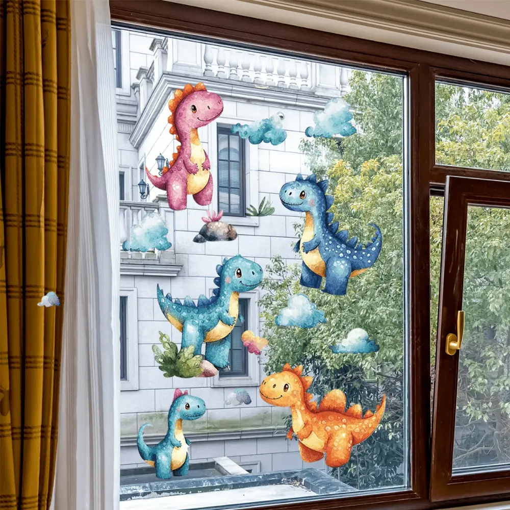A (30*60cm) dinosaur cloud window sticker, electrostatic adsorption for glass windows, home decoration and beautification, D20043