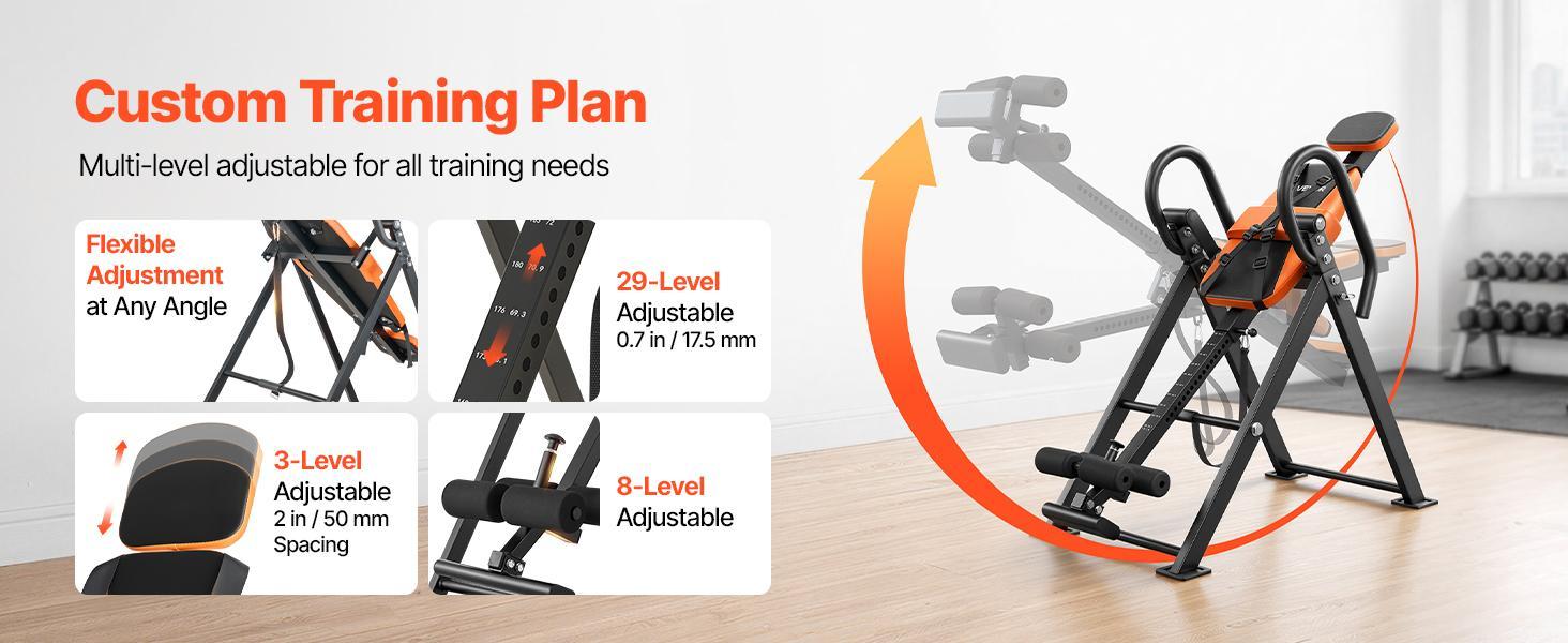 VEVOR Inversion Table, 300 lbs Capacity Heavy Duty Back Inverter Stretcher, Inverted Table with Dual-Roller Locking, Decompression Tables for Shoulders, Neck, Back, Multi-Angle Adjustable Tether Strap#BackToSchool VEVOR Inversion Table, 300 lbs Capacity Heavy Duty Back Inverter Stretcher, Inverted Table with Dual-Roller Locking, Decompression Tables for Shoulders, Neck, Back, Multi-Angle Adjustable Tether Strap#BackToSchool