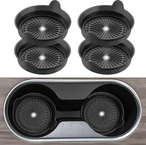 Car Coasters Set of 4, Non-Slip Bling Car Cup Coaster Car Accessories Interior, Silicone Coasters for Drinks, Cup Holder Coasters for Car SUV Truck Boat