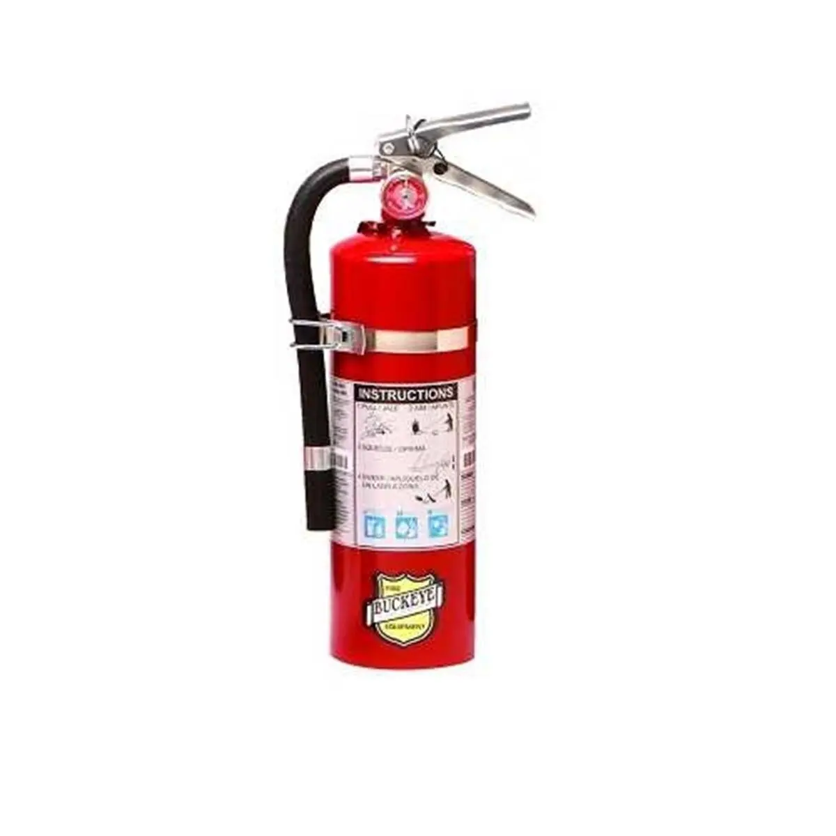 Buckeye 5 lbs ABC Dry Chemical Fire Extinguisher - Aluminum Construction with Dipping Finish, 12-18 ft Range, 16.37" Height, 4.25" Diameter, 7.25" Width, Vehicle Mount for Auto Dealerships, Churches