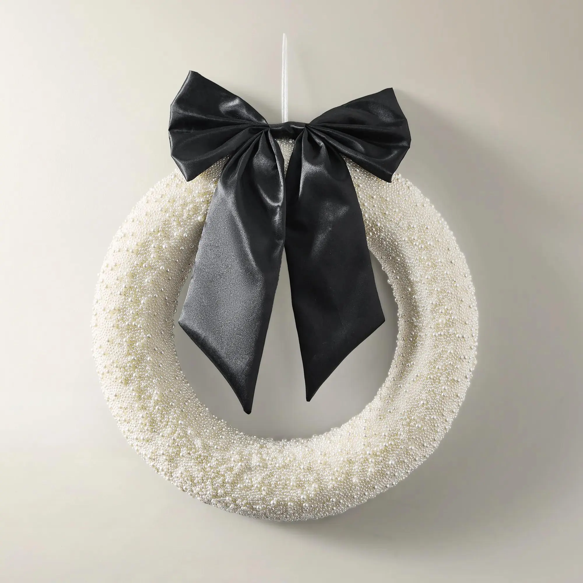 Z Gallerie Pearls & Bow Holiday Wreath 20.5"