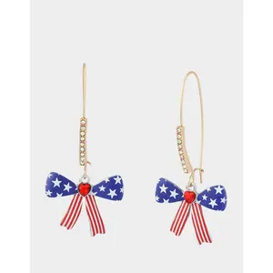 Betsey Johnson AMERICANA BOW SHEPHERD HOOK EARRINGS BLUE